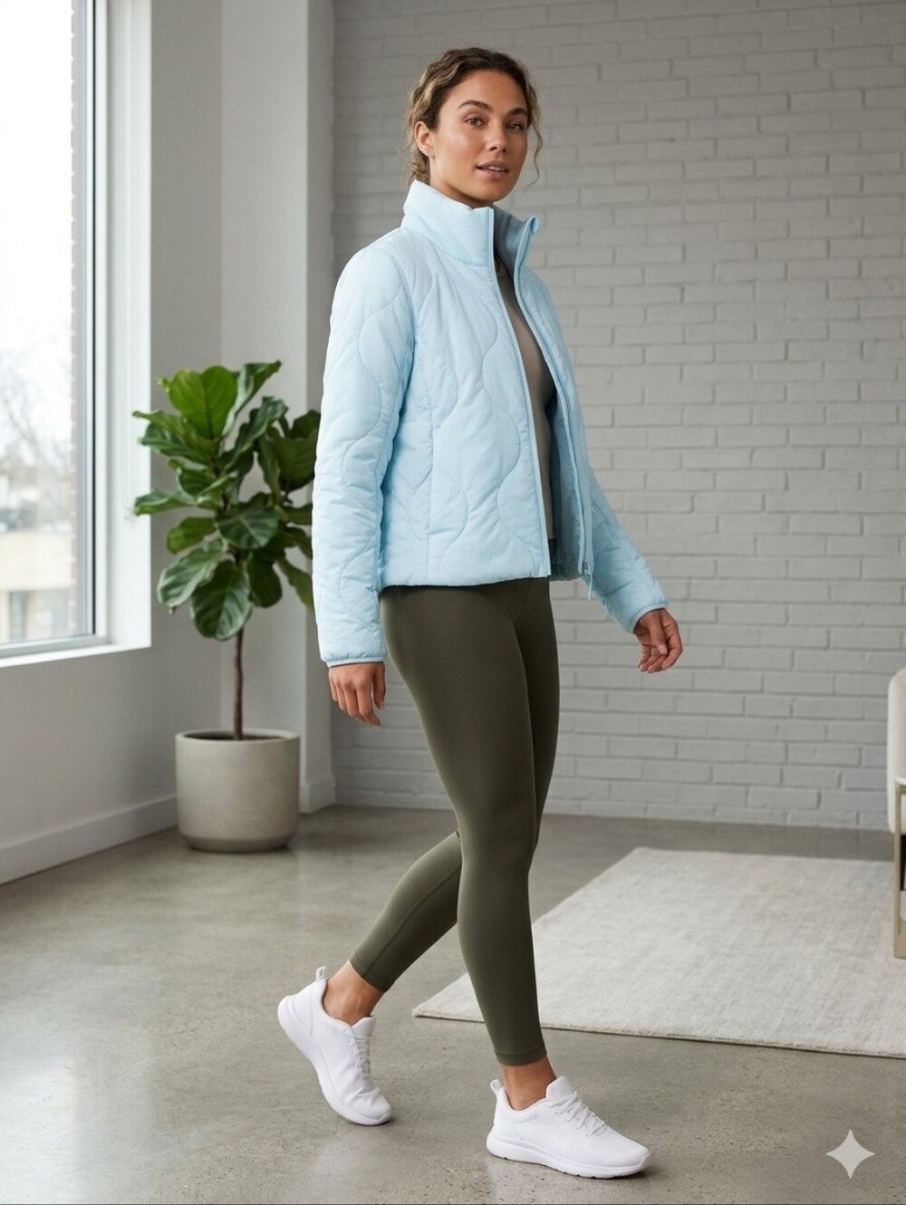 Lululemon Light Blue Quilted Zip-Front Women's Jacket